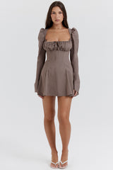 Carlina Mocha Long Sleeve Mini Dress