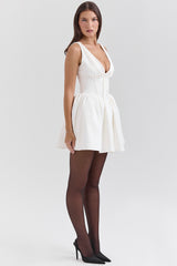 Emmeliette Ivory Satin Mini Dress