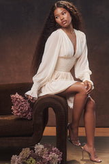 Mistress Rocks Cream Shirred Mini Dress - SALE