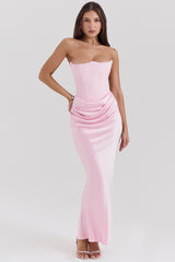 Persephone Rose Shadow Strapless Corset Maxi Dress