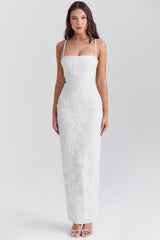 Eva White Floral Lace Maxi Dress