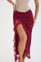 Mistress Rocks Mulberry Ruffle Maxi Skirt - SALE
