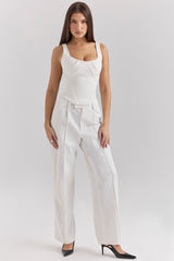Hayden White Pinstripe High Waist Tailored Trousers