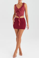 Mistress Rocks Sangria Knit Mini Skirt - SALE