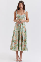 Sabrina Light Jade Print Bustier Sundress