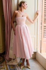 Contessa Parisian Pink Strapless Corset Midi Dress
