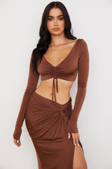 Angelita Chocolate Gathered Crop Top