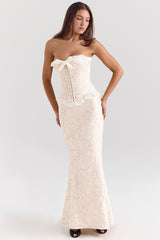 Mara Ivory Metallic Jacquard Maxi Skirt