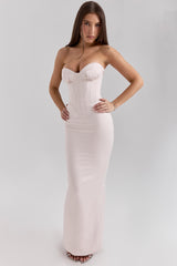 Valeria Blush Satin Midi Dress