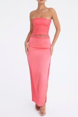 Mistress Rocks Coral High Split Maxi Skirt - SALE