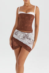 Mistress Rocks Cocoa and Vanilla Lace Mini Skirt - SALE