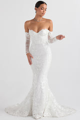 Isabelle White Lace Long Sleeve Bridal Gown