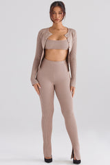 Mitzi Taupe Ribbed Knit Leggings - SALE