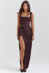 Vesper Rich Brown Maxi Skirt