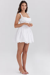 Le Puff White Cotton Tulle Mini Dress