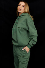 Halo Moss Cotton Fleece-Back Oversized Hoodie