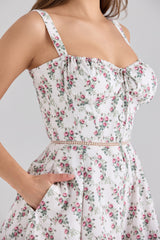 Calia Cream Rose Print Stretch Cotton Mini Dress