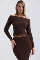 Saffron Chocolate Soft Boucle Knit Top - SALE