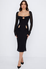 Ophelia Black Cutout Midi Dress