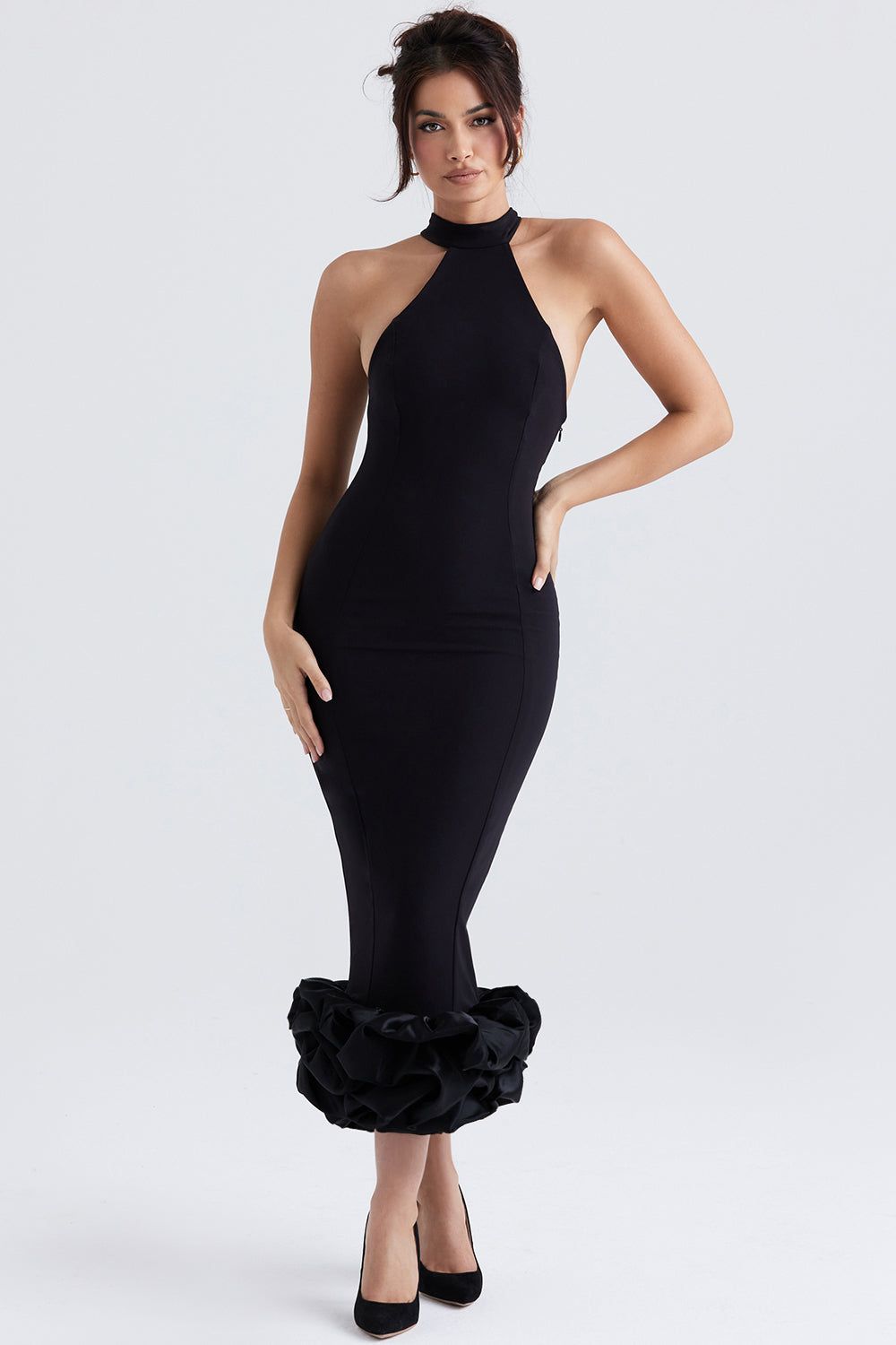 Juniper Black Peplum Midi Dress