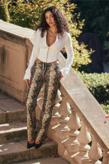 Serina Snake Print Vegan Leather Trousers