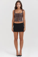 Pia Brown Vegan Leather Corset