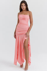 Ivana Apricot Gathered Asymmetric Dress