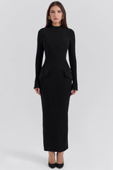 Marie-Louise Black Turtleneck Maxi Dress