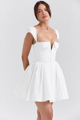 Florence White Cotton Corset Mini Dress