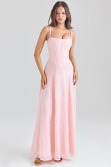Esme Blush Pink Lurex Chiffon Maxi Dress