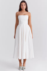 Audrey White Strapless Midi Sundress