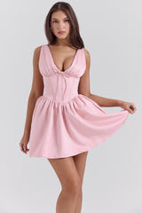 Emmeliette Powder Pink Satin Mini Dress - SALE