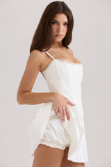 Celia White Cotton Built-In Bloomer Shorts Mini Skirt