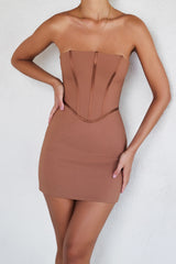 Mistress Rocks Walnut Strapless Corset Mini Dress - SALE