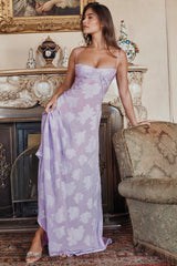 Seren Orchid Floral Lace Back Maxi Dress