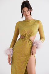 Gina Chartreuse Crystallised Maxi Dress
