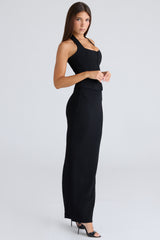 The Maxi Black Panelled Bodycon Skirt