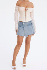 Mistress Rocks Stonewash Denim Mini Skirt - SALE