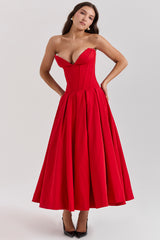 Lady Scarlet Strapless Midi Dress
