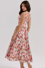 Emmelina Floral Rose Print Stretch Cotton Corset Sundress