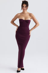 Lucia Grape Strapless Corset Maxi Dress