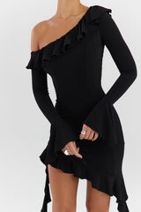Mistress Rocks Black Ruffle Mini Dress - SALE