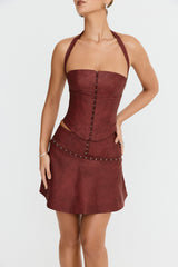 Mistress Rocks Cherry Vegan Leather Mini Skirt - SALE