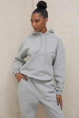 Halo Grey Cotton Fleece-Back Oversized Hoodie