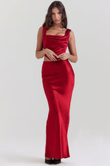 Sydel Ruby Satin Bias Cut Maxi Skirt