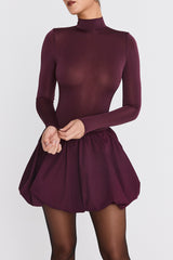 Mistress Rocks Dark Plum Puffball Mini Dress - SALE