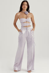 Alivia Grey Satin Trousers