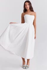 Audrey White Strapless Midi Sundress