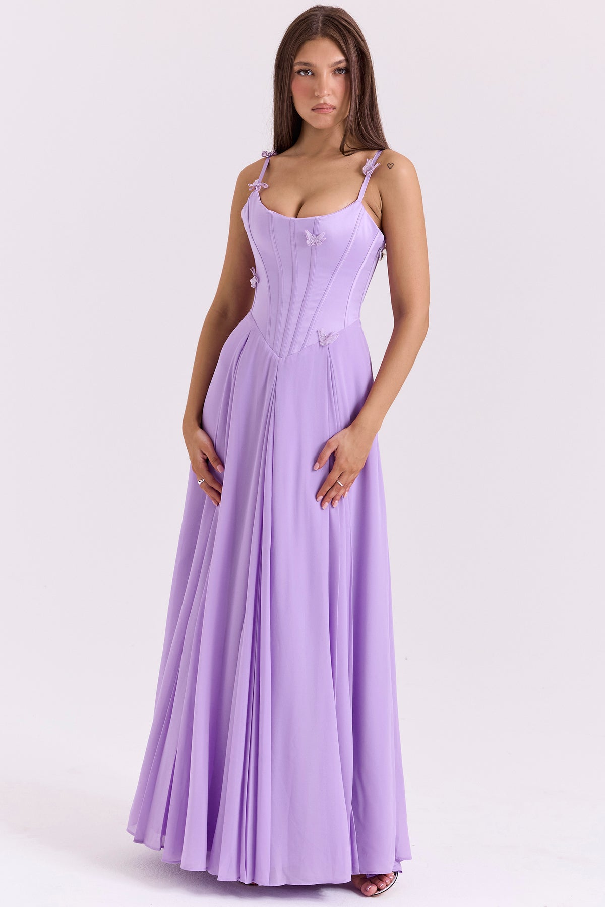 Pascha Orchid Butterfly Corset Maxi Dress