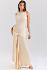 Akaia Champagne Waterfall Maxi Dress